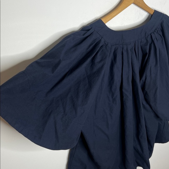 Pomander Place Tuckernuck Finley Flutter Sleeve Navy Blue Blouse Top - Picture 11 of 15